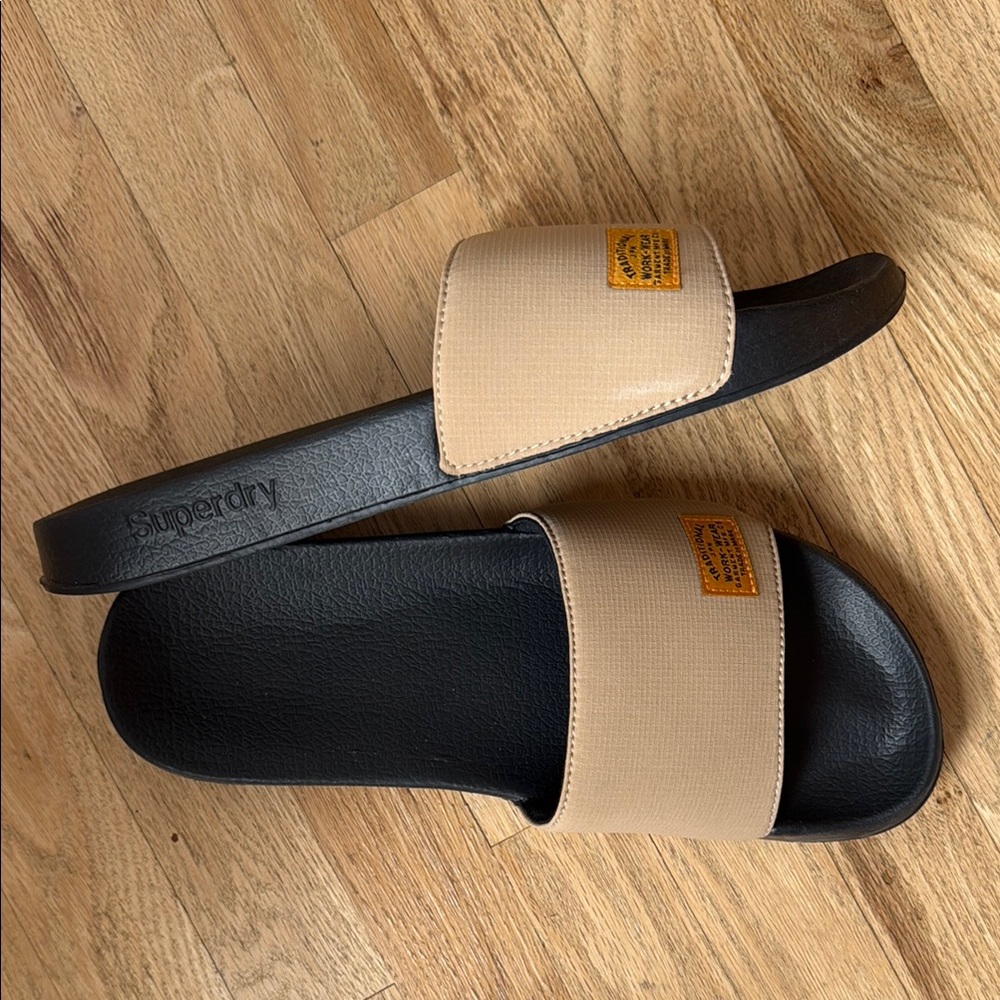 Superdry Black and Tan Slides